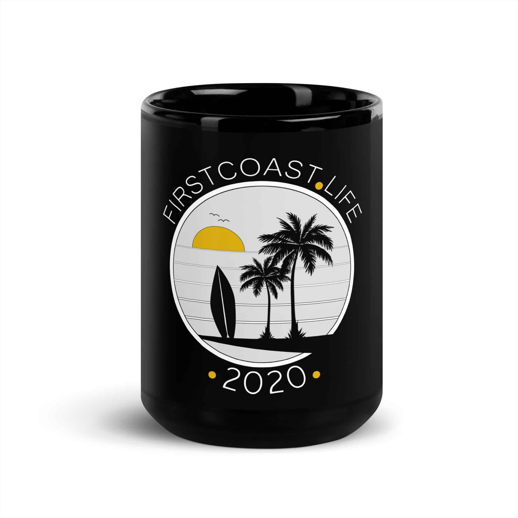 Black Glossy Mug Tall with Vintage FCL Logo