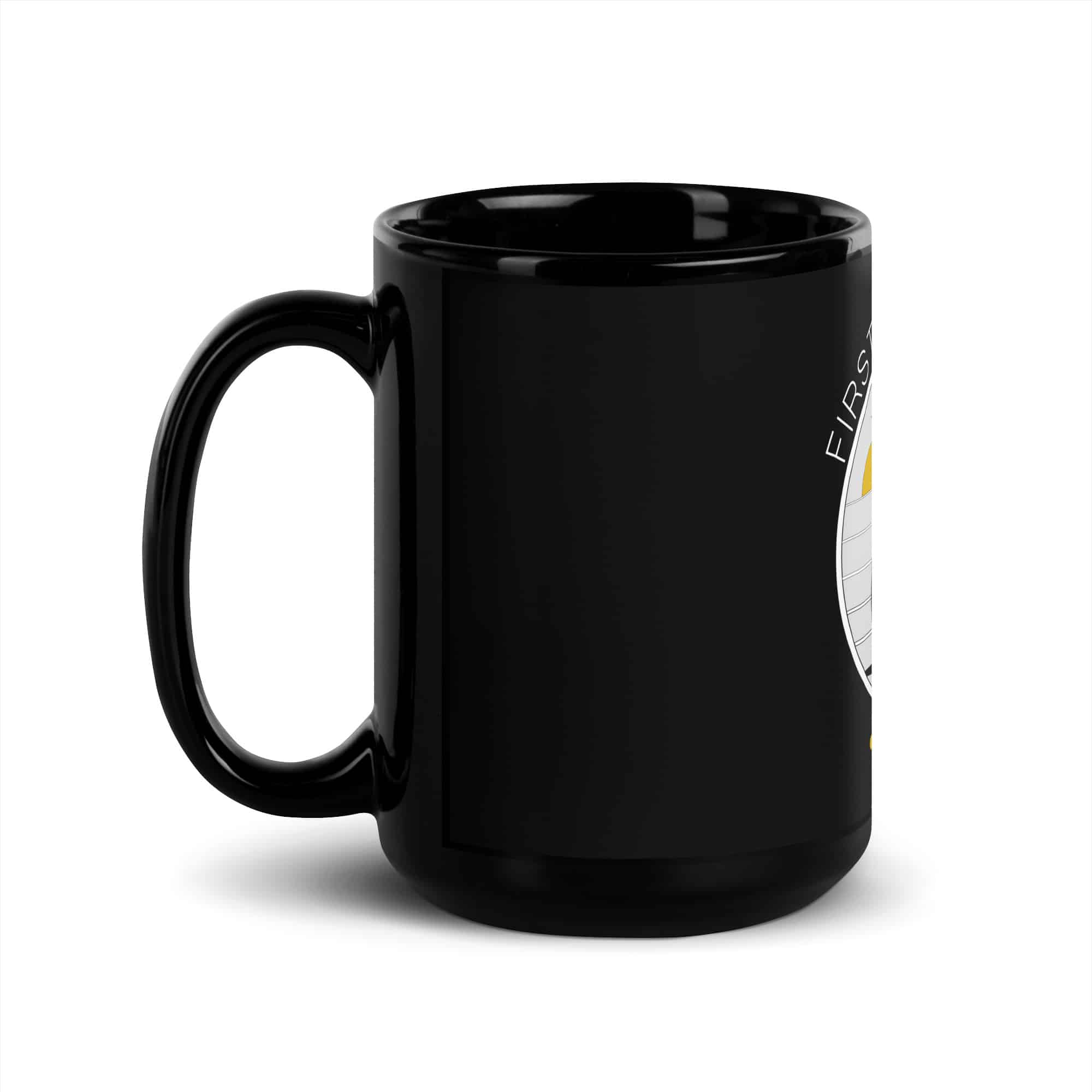 Black Glossy Mug Tall with Vintage FCL Logo - Image 2