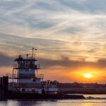 Working Boat Pushing Down the San Pablo River